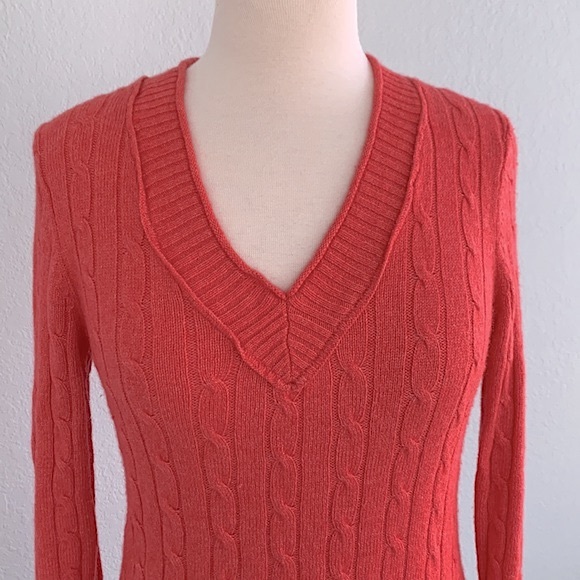 LOFT Cable Rabbit Hair V-Neck Sweater - Picture 2 of 11